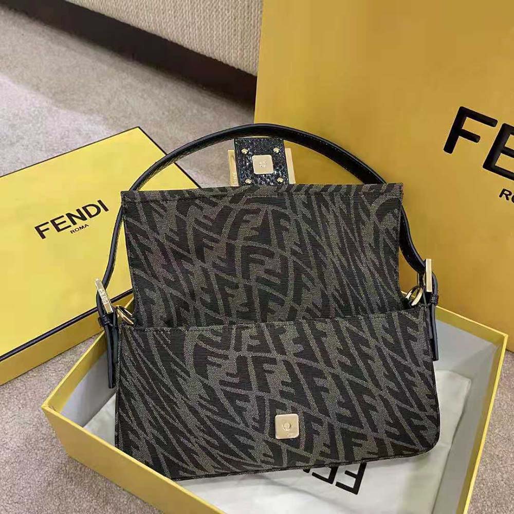 Fendi Women Baguette 1997 Brown Jacquard FF Vertigo Bag - image 4