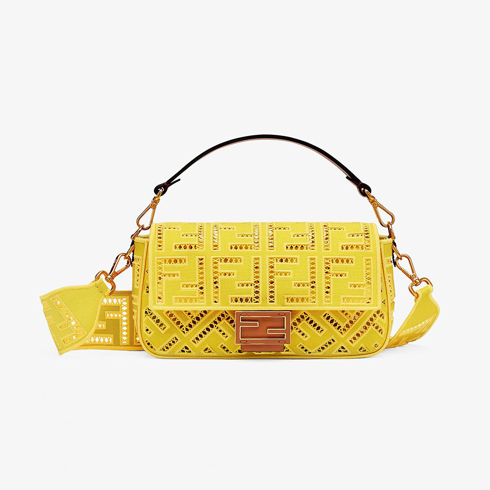Fendi Women Baguette Canvas Bag with Embroidery-Yellow - image 1