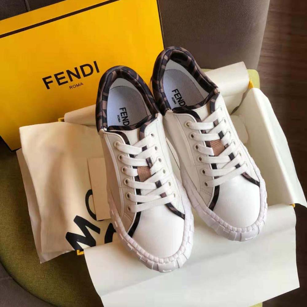 Top-down angle showing lace-up closure on Fendi Women Force Low-Tops