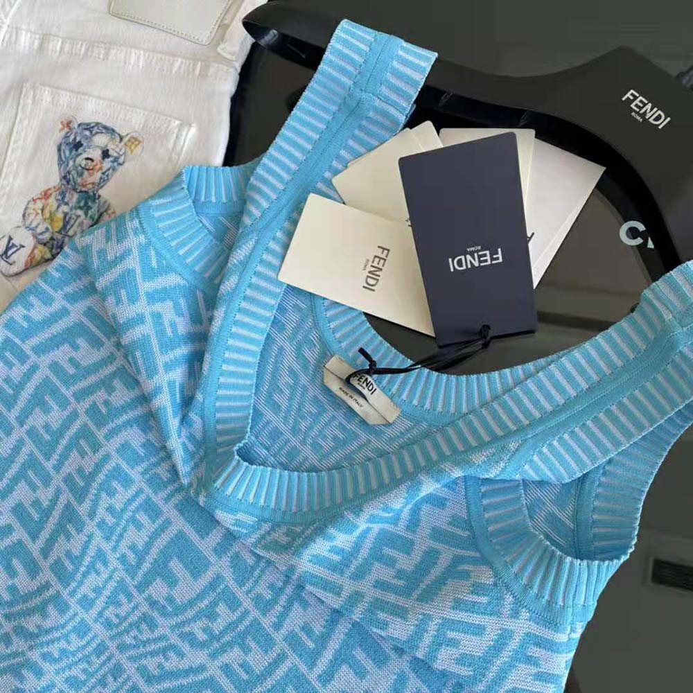 Fendi Women Light Blue Viscose Top - image 4