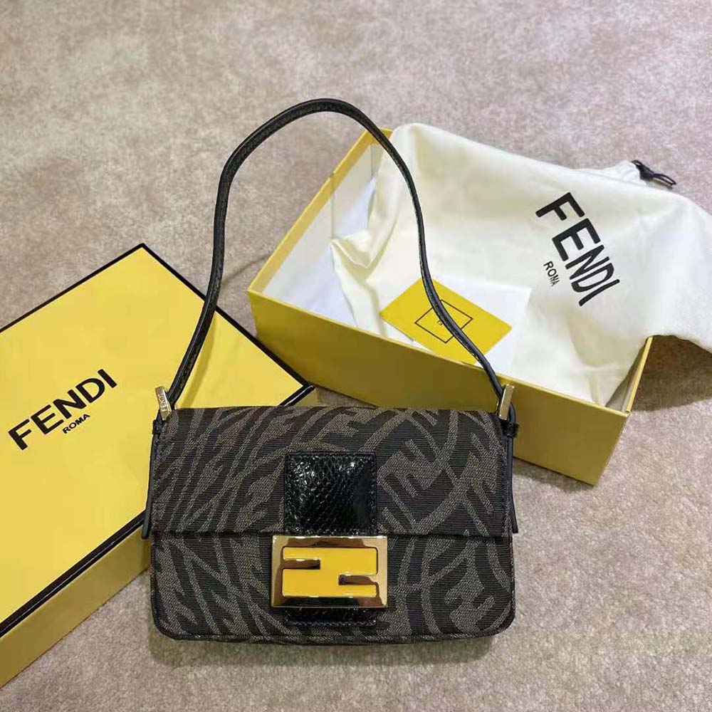 Close-up detail of gold-tone hardware on Fendi Women Mini Baguette 1997 Bag