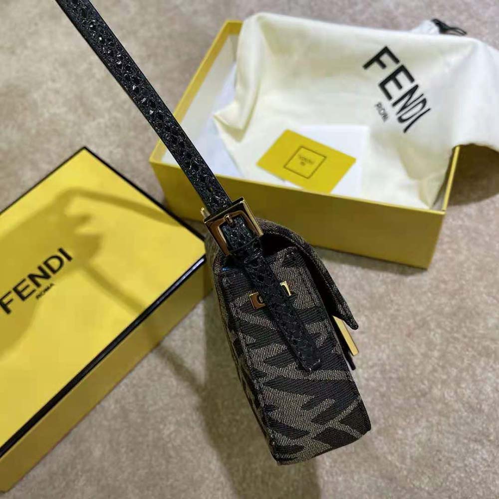 Fendi Women Mini Baguette 1997 Brown Jacquard FF Vertigo Bag - image 5