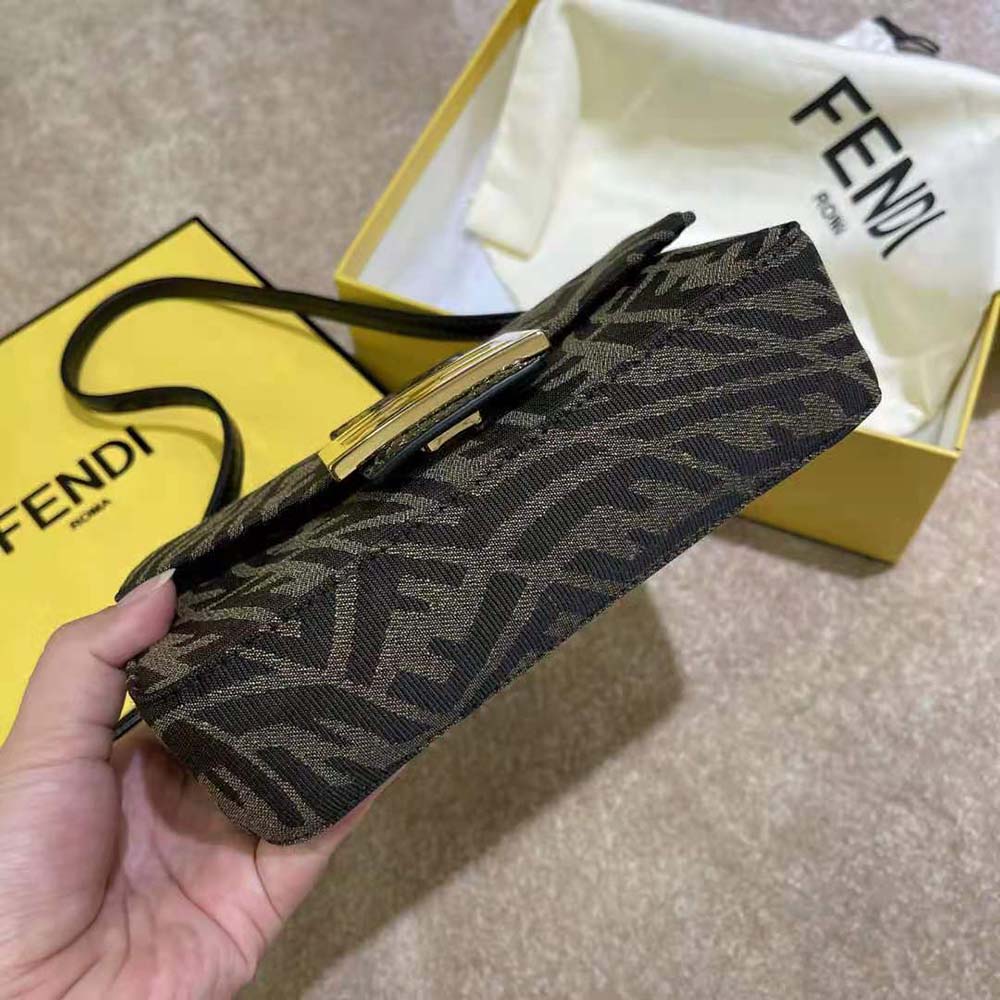 Fendi Women Mini Baguette 1997 Brown Jacquard FF Vertigo Bag - image 6