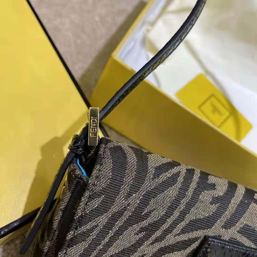 Fendi Women Mini Baguette 1997 Brown Jacquard FF Vertigo Bag - image 10