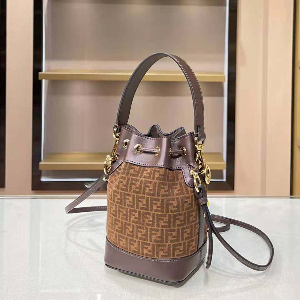 Fendi Women Mon Tresor Brown Leather Mini-Bag with FF Print - image 4