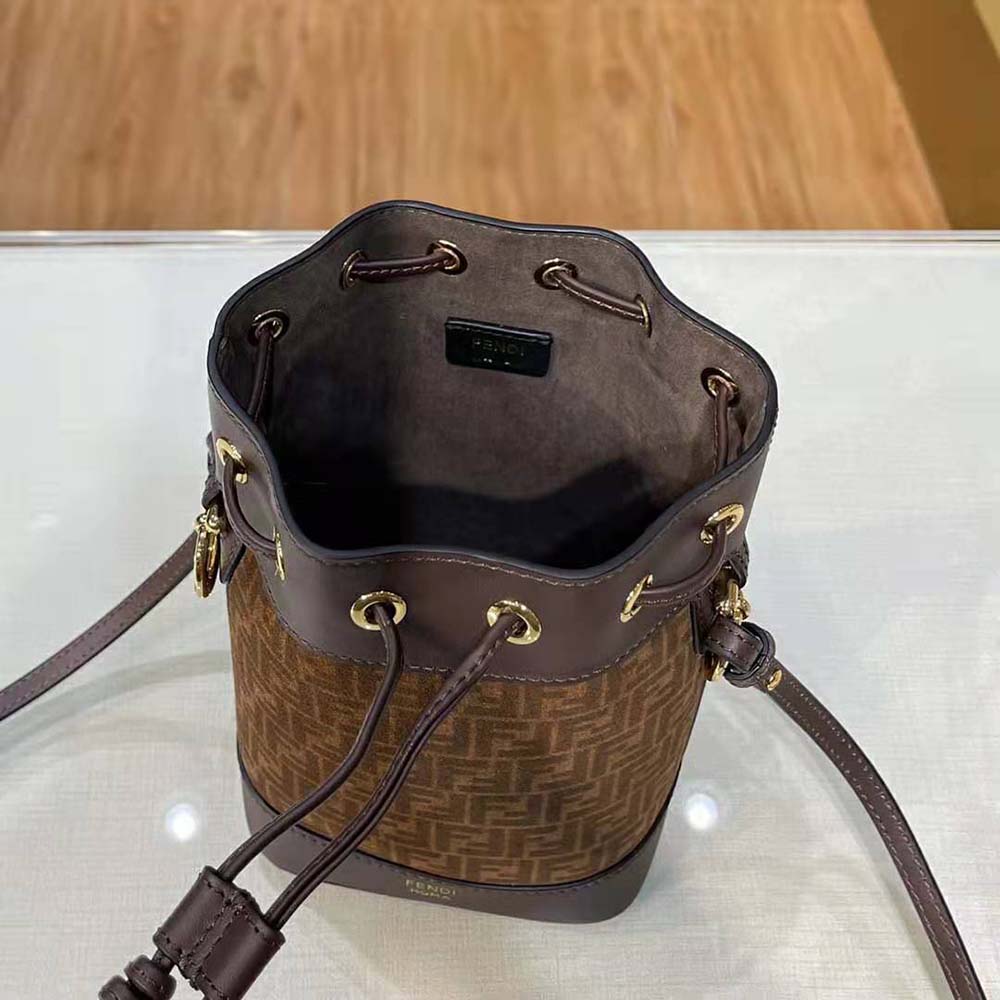Fendi Women Mon Tresor Brown Leather Mini-Bag with FF Print - image 6