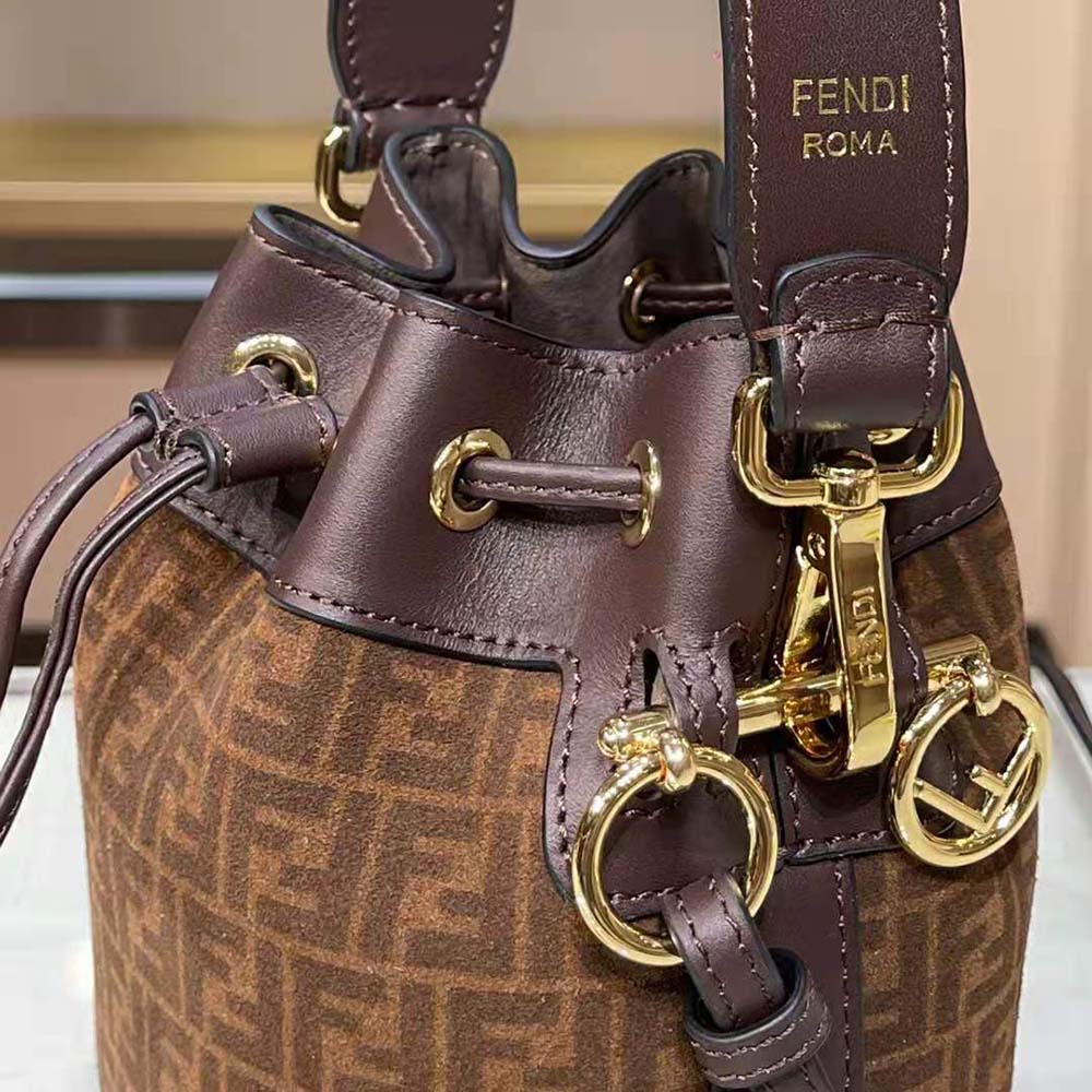 Fendi Women Mon Tresor Brown Leather Mini-Bag with FF Print - image 7