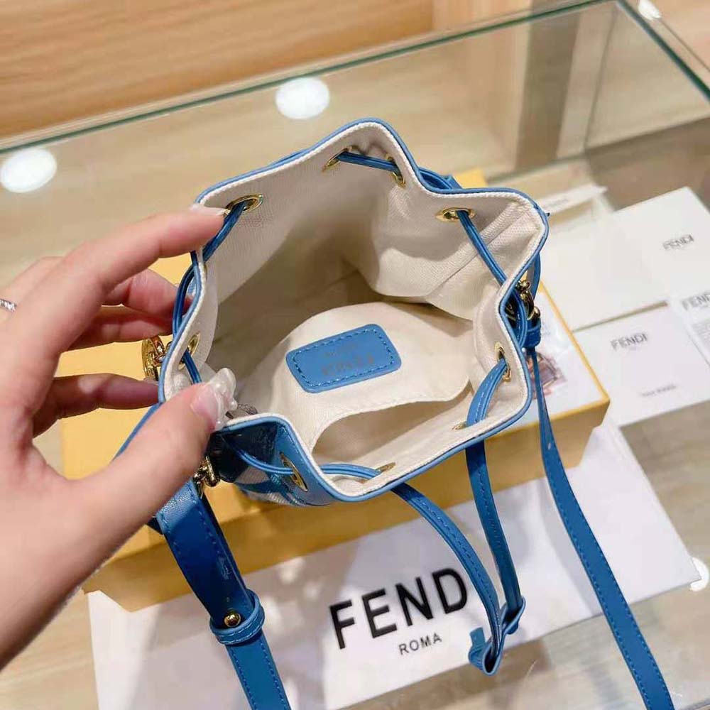 Fendi Women Mon Tresor Glazed Canvas Mini-Bag-Blue - image 10
