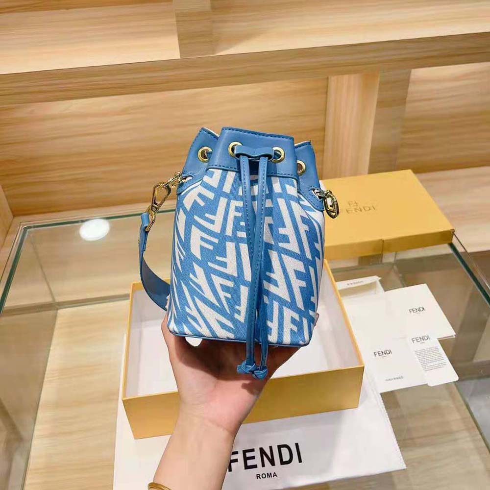 Fendi Women Mon Tresor Glazed Canvas Mini-Bag-Blue - image 6