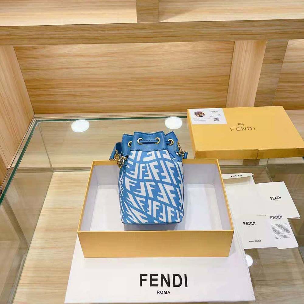 Fendi Women Mon Tresor Glazed Canvas Mini-Bag-Blue - image 4