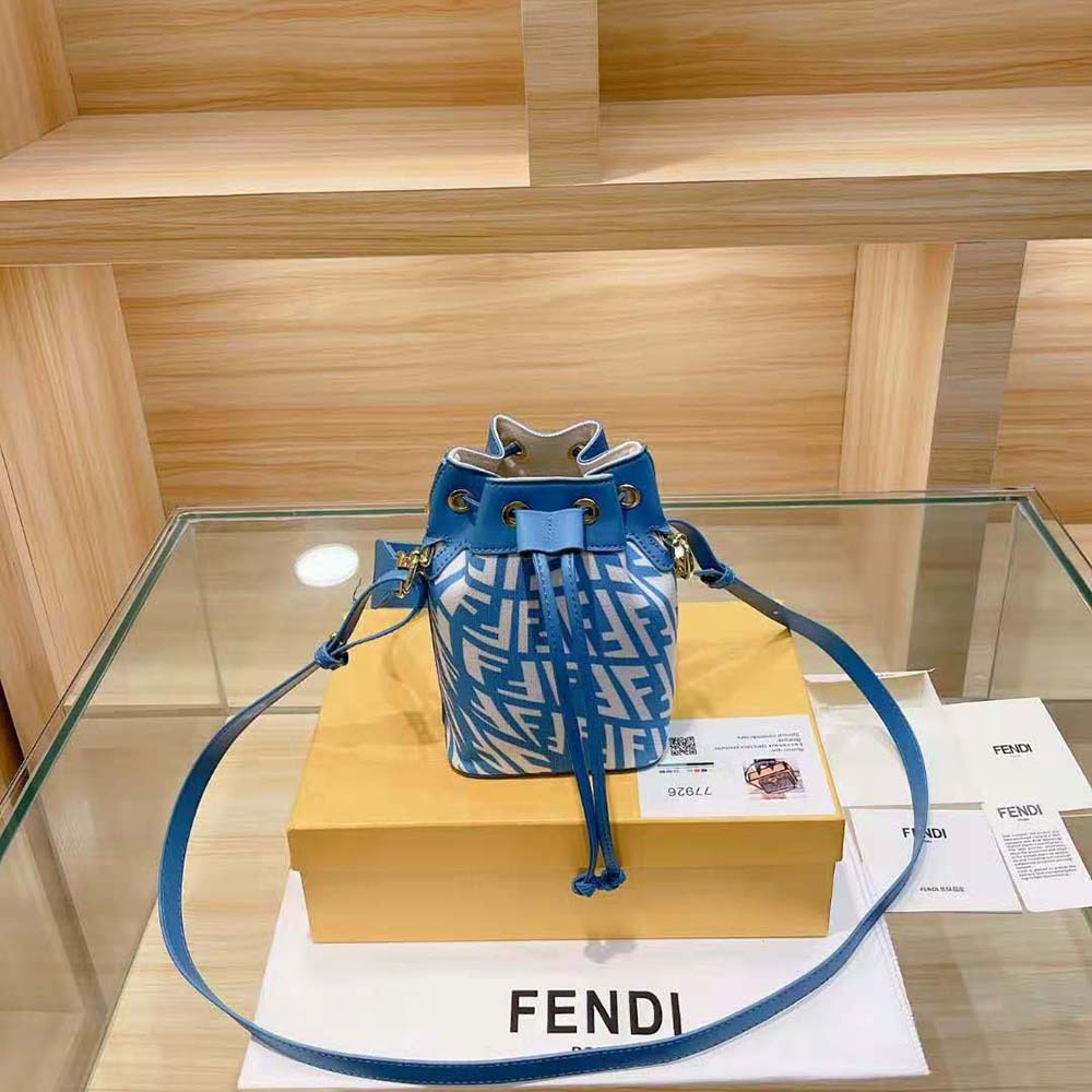 Fendi Women Mon Tresor Glazed Canvas Mini-Bag-Blue - image 5