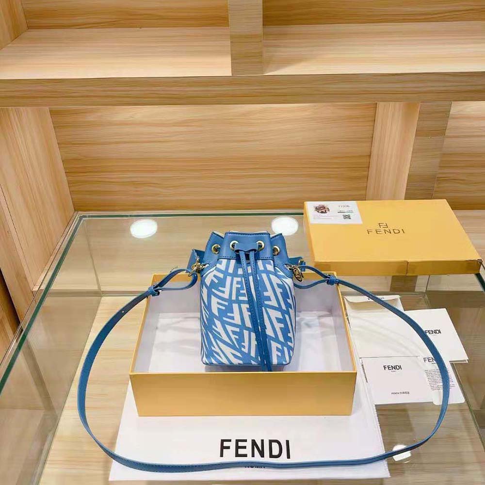 Fendi Women Mon Tresor Glazed Canvas Mini-Bag-Blue - image 2