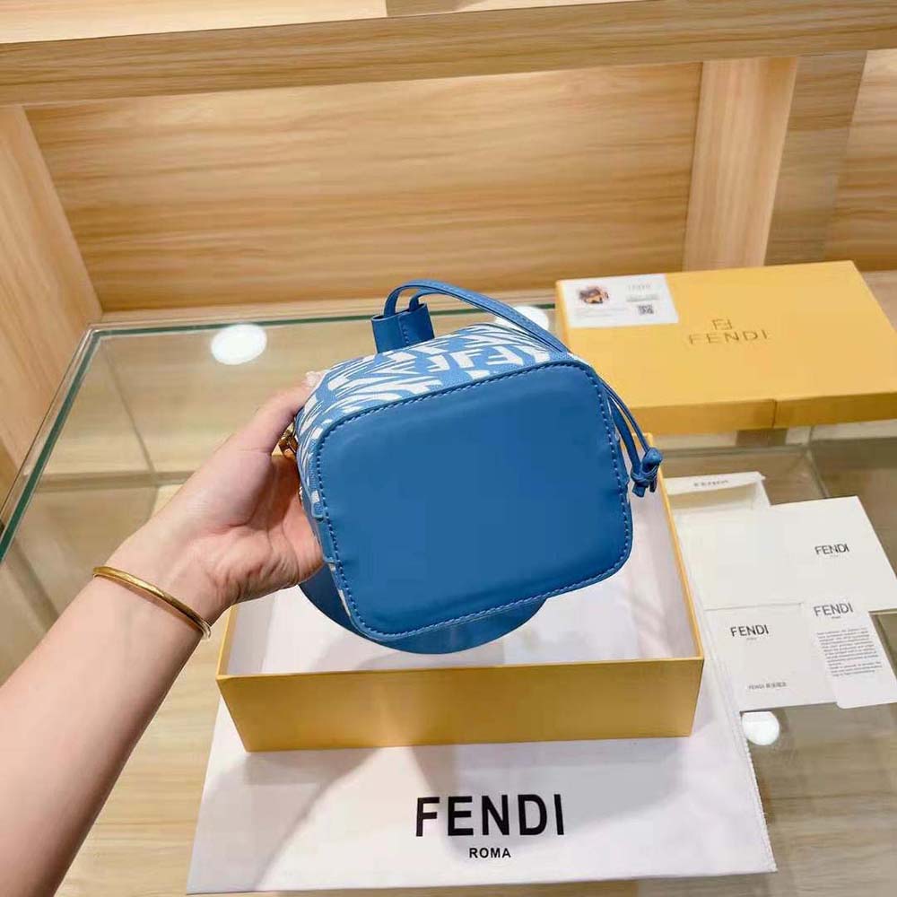 Fendi Women Mon Tresor Glazed Canvas Mini-Bag-Blue - image 9