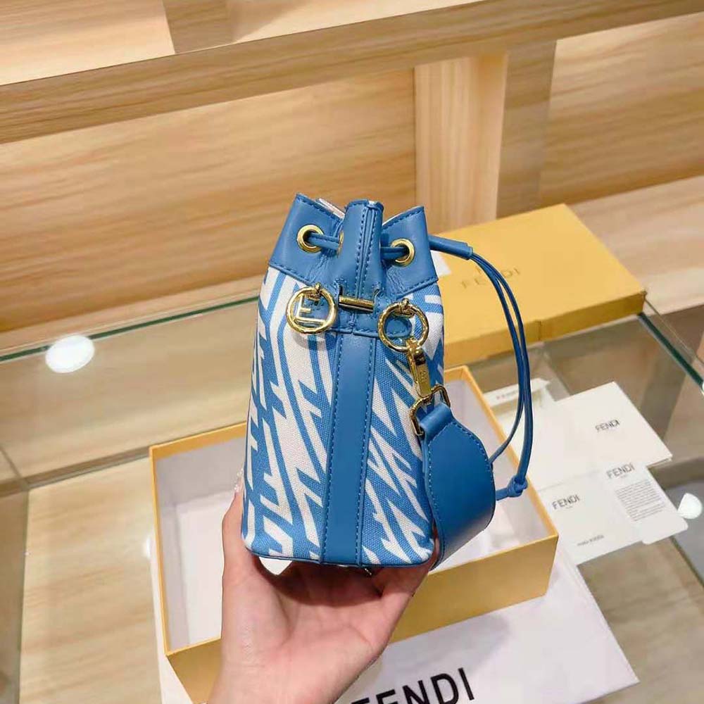 Fendi Women Mon Tresor Glazed Canvas Mini-Bag-Blue - image 8