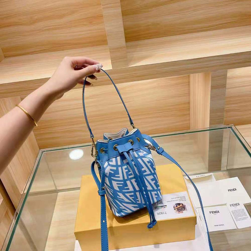 Fendi Women Mon Tresor Glazed Canvas Mini-Bag-Blue - image 7