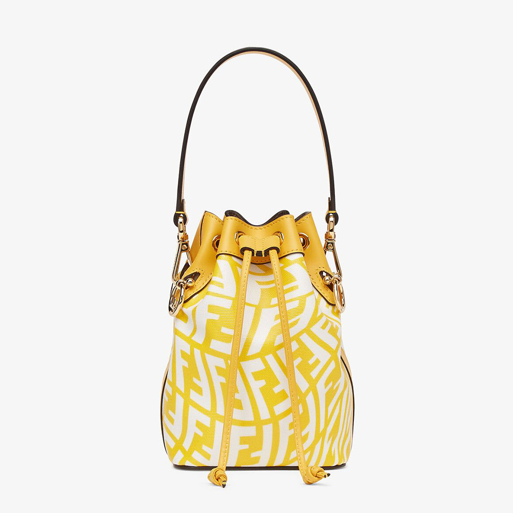 Front view of Fendi Women Mon Tresor Glazed Canvas Mini-Bag-Yellow