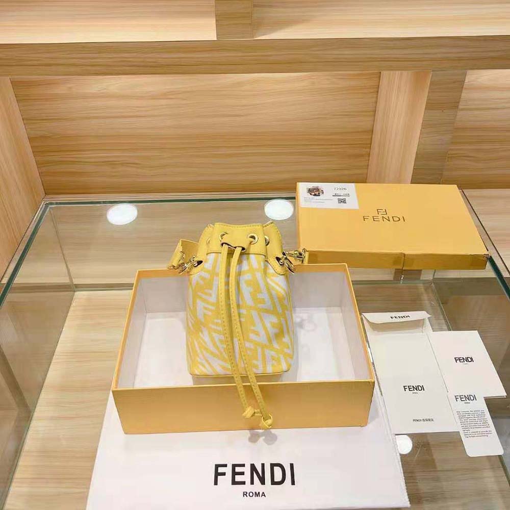 Fendi Women Mon Tresor Glazed Canvas Mini-Bag-Yellow - image 6