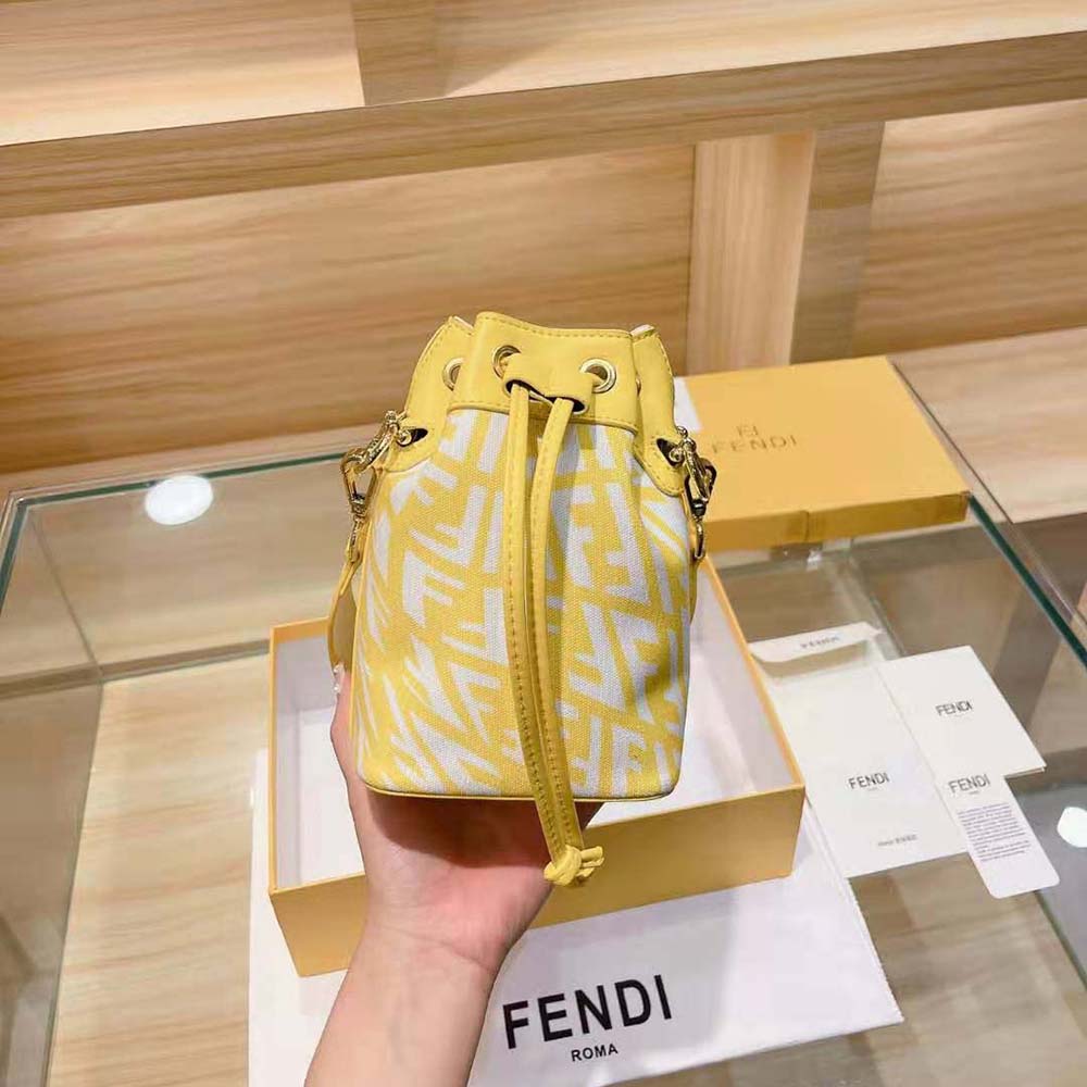 Fendi Women Mon Tresor Glazed Canvas Mini-Bag-Yellow - image 8