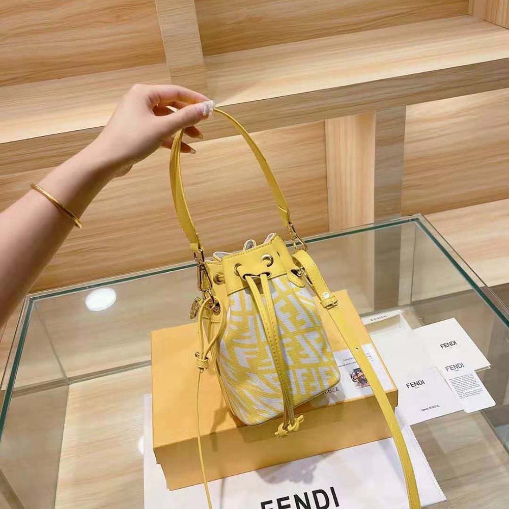 Fendi Women Mon Tresor Glazed Canvas Mini-Bag-Yellow - image 7