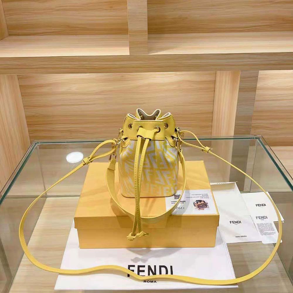 Fendi Women Mon Tresor Glazed Canvas Mini-Bag-Yellow - image 4