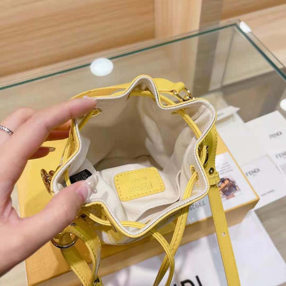 Fendi Women Mon Tresor Glazed Canvas Mini-Bag-Yellow - image 10