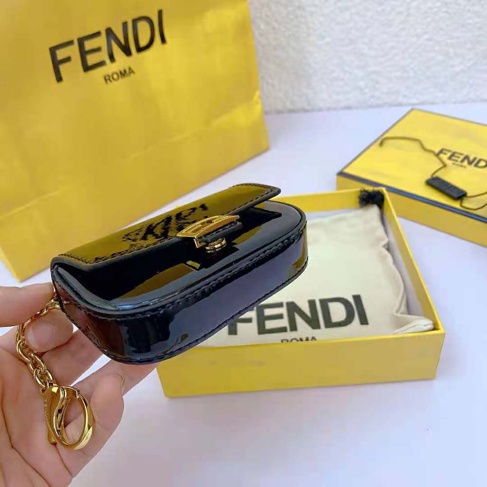 Fendi Women Nano Baguette Black Patent Leather Charm - image 5