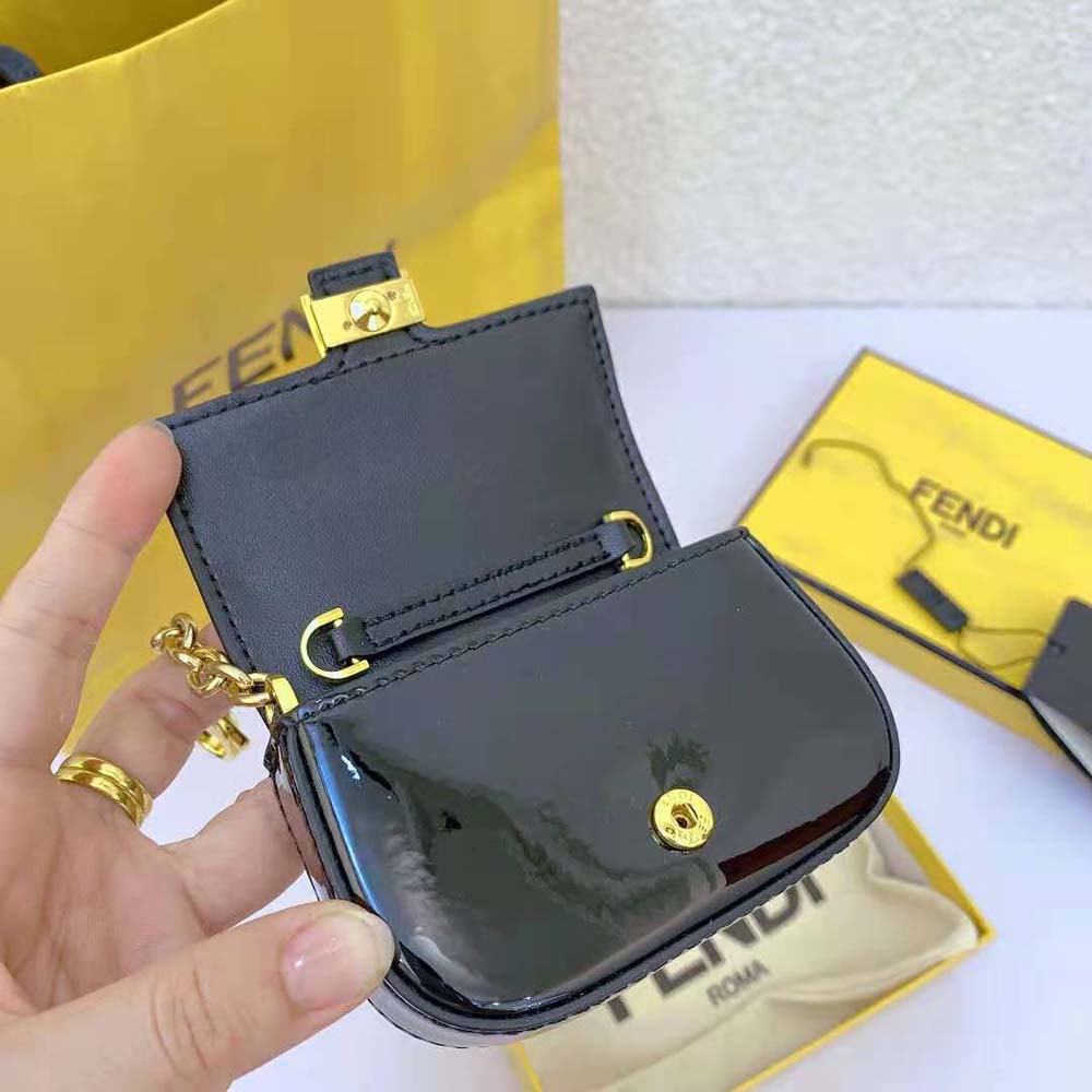 Fendi Women Nano Baguette Black Patent Leather Charm - image 6