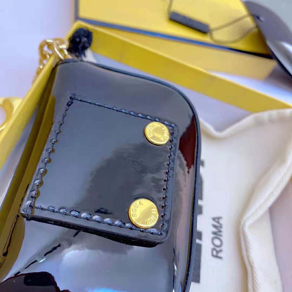 Fendi Women Nano Baguette Black Patent Leather Charm - image 7