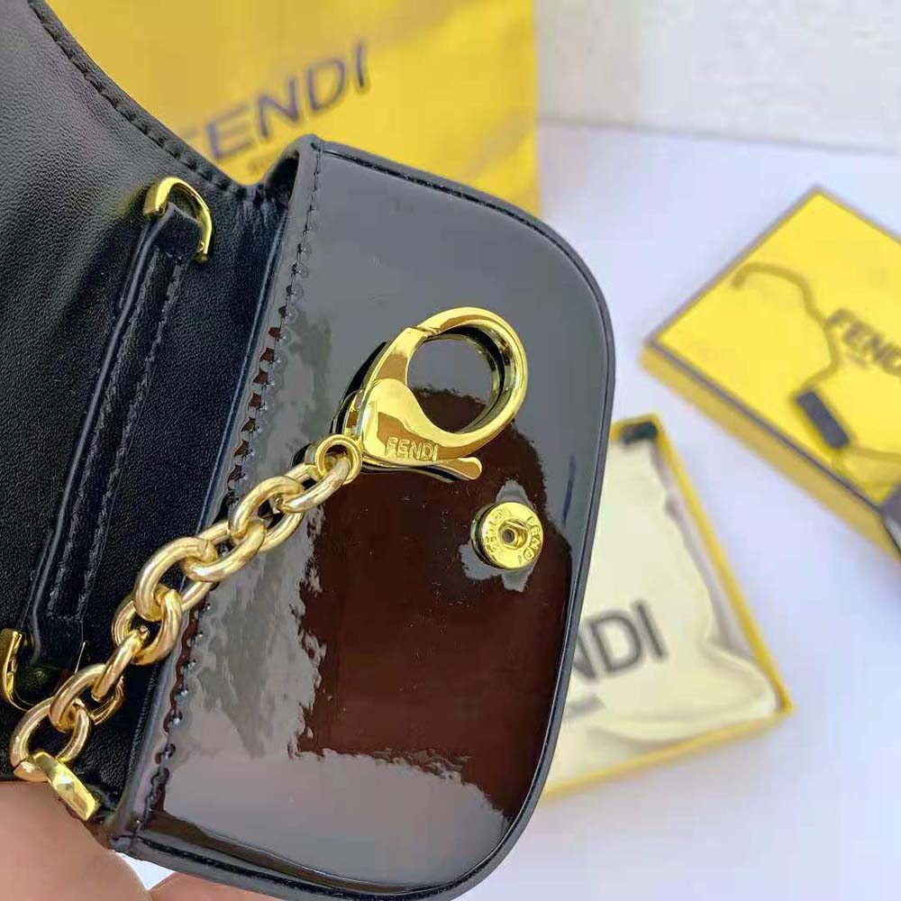 Fendi Women Nano Baguette Black Patent Leather Charm - image 8