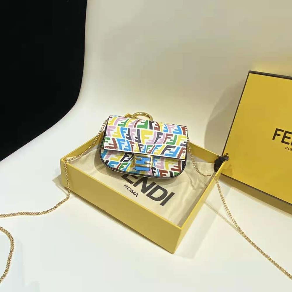 Close-up of gold-tone hardware on Fendi Women Nano Baguette Charm