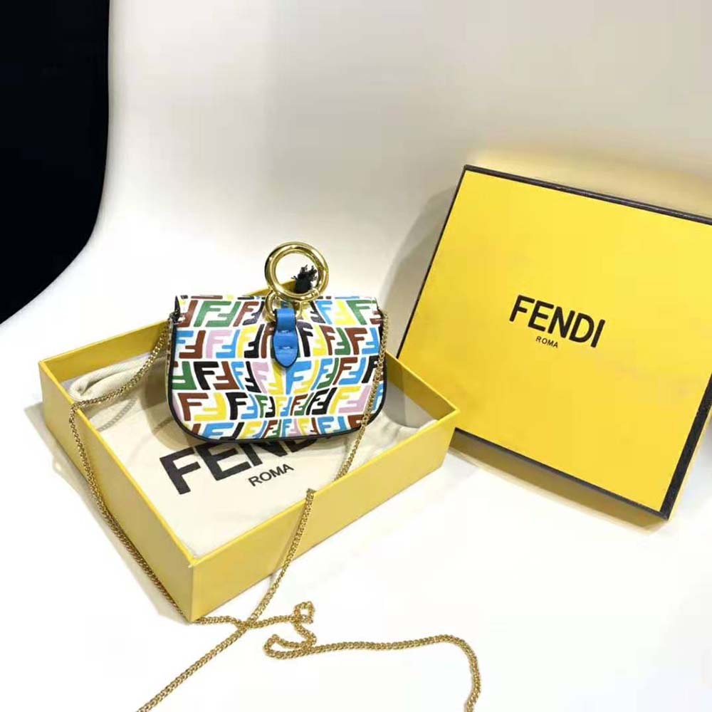 Side angle showing the compact design of Fendi Women Nano Baguette Charm