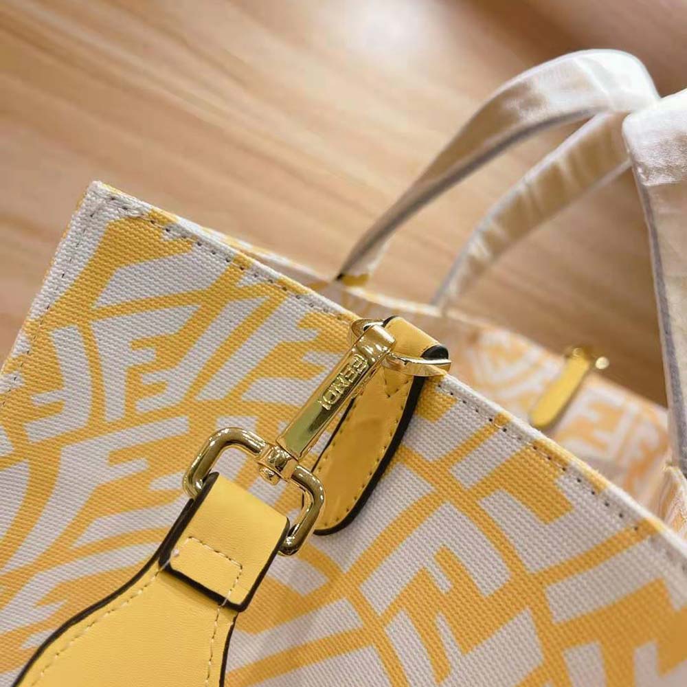 Fendi Women Shopper Yellow Glazed Canvas Bag - image 10