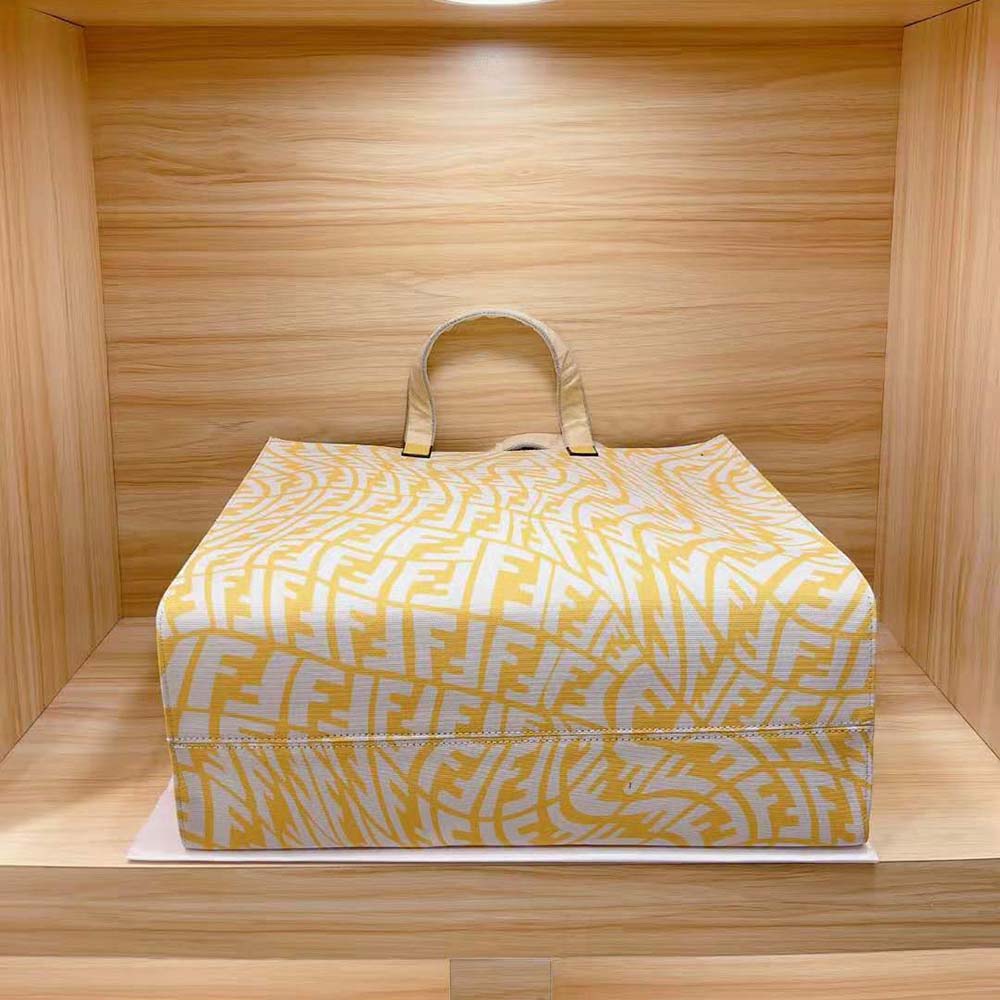 Fendi Women Shopper Yellow Glazed Canvas Bag - image 5