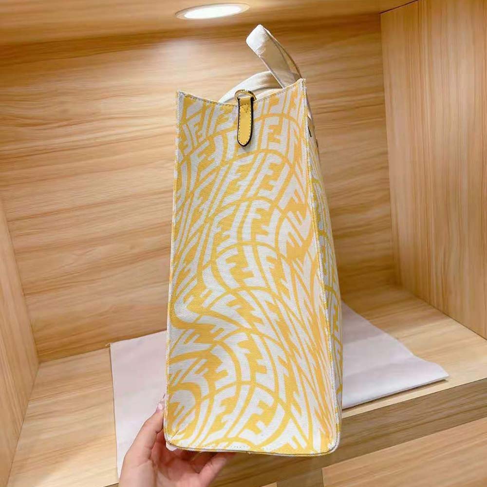 Fendi Women Shopper Yellow Glazed Canvas Bag - image 6