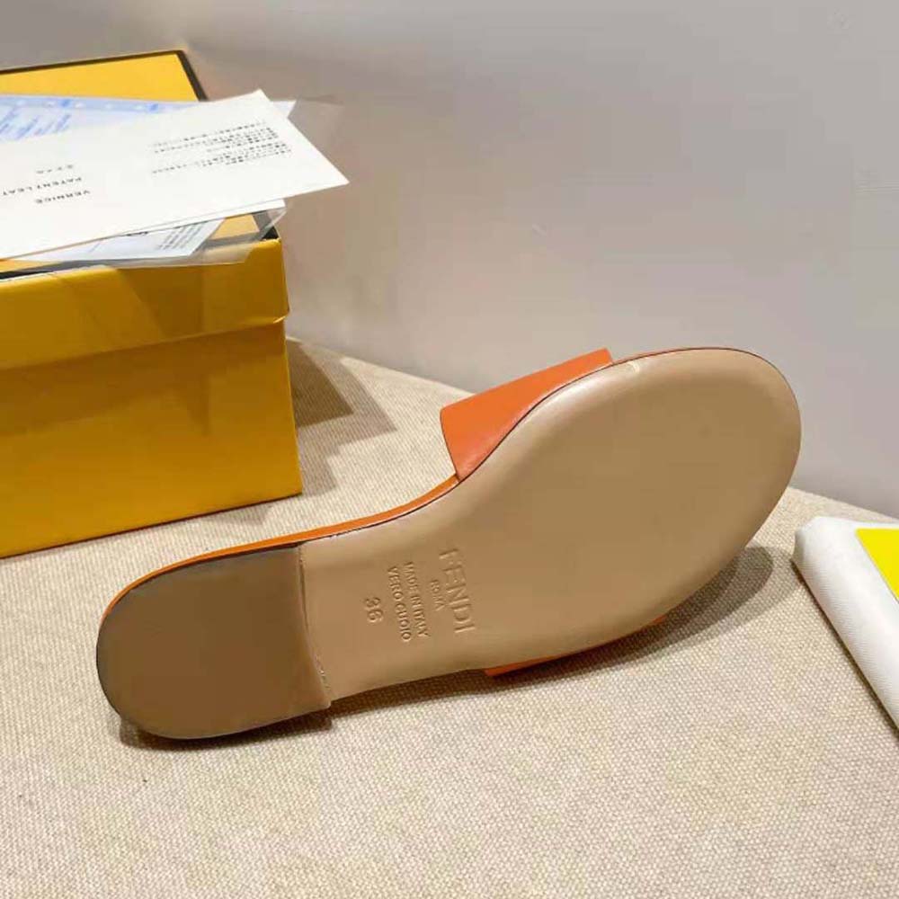 Fendi Women Signature Brown Leather Slides in 0.4 inches Heel Height - image 10