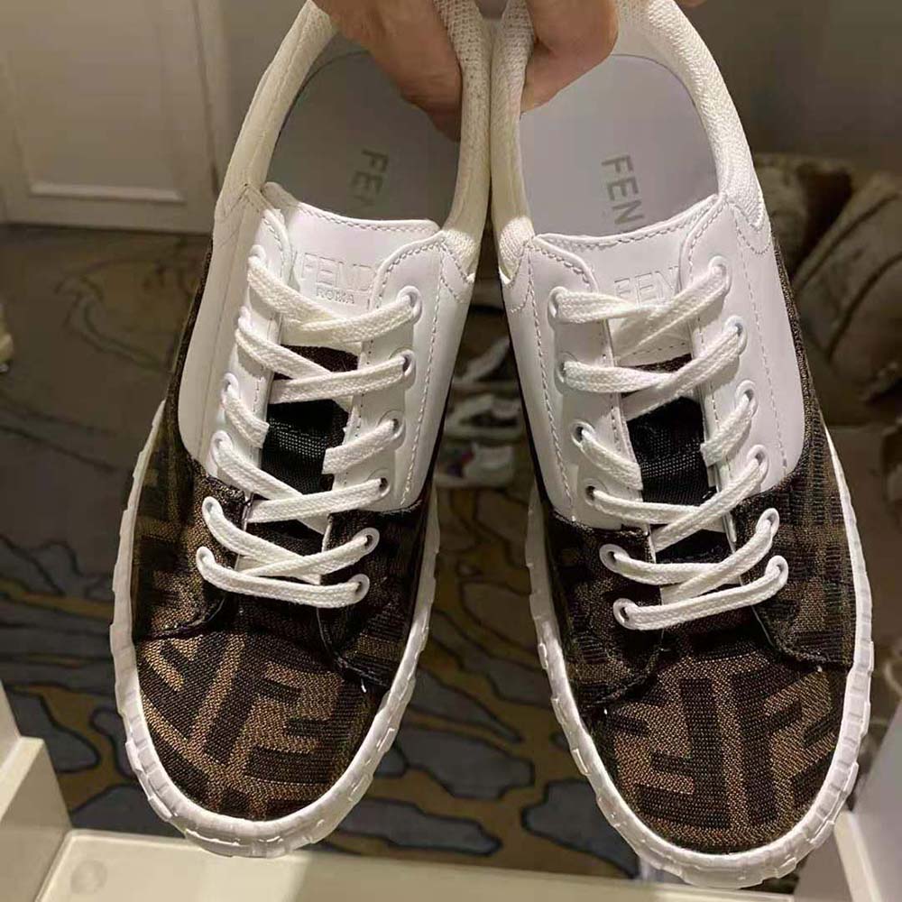 Fendi Women Sneakers Brown Fabric Low-Tops-White - image 9