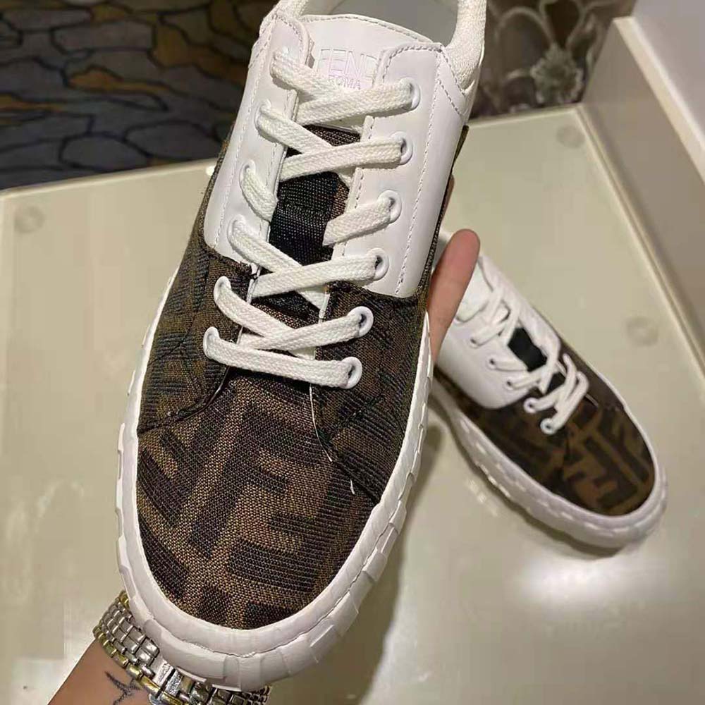 Fendi Women Sneakers Brown Fabric Low-Tops-White - image 6