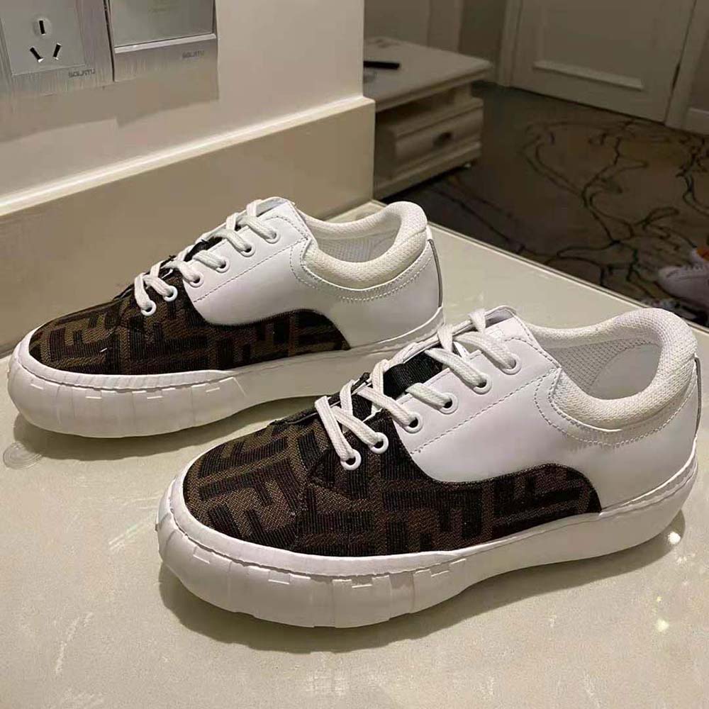 Fendi Women Sneakers Brown Fabric Low-Tops-White - image 4