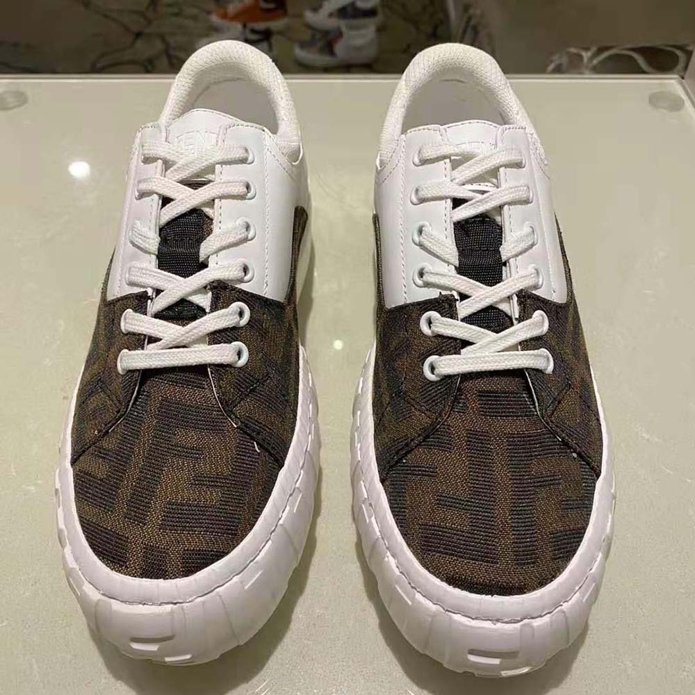 Fendi Women Sneakers Brown Fabric Low-Tops-White - image 5