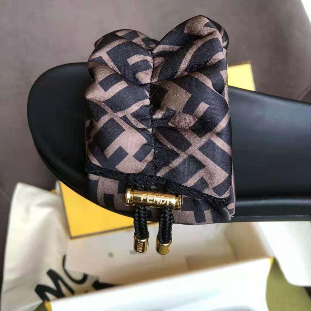 Fendi Women Vertigo Brown Satin Slides - image 10