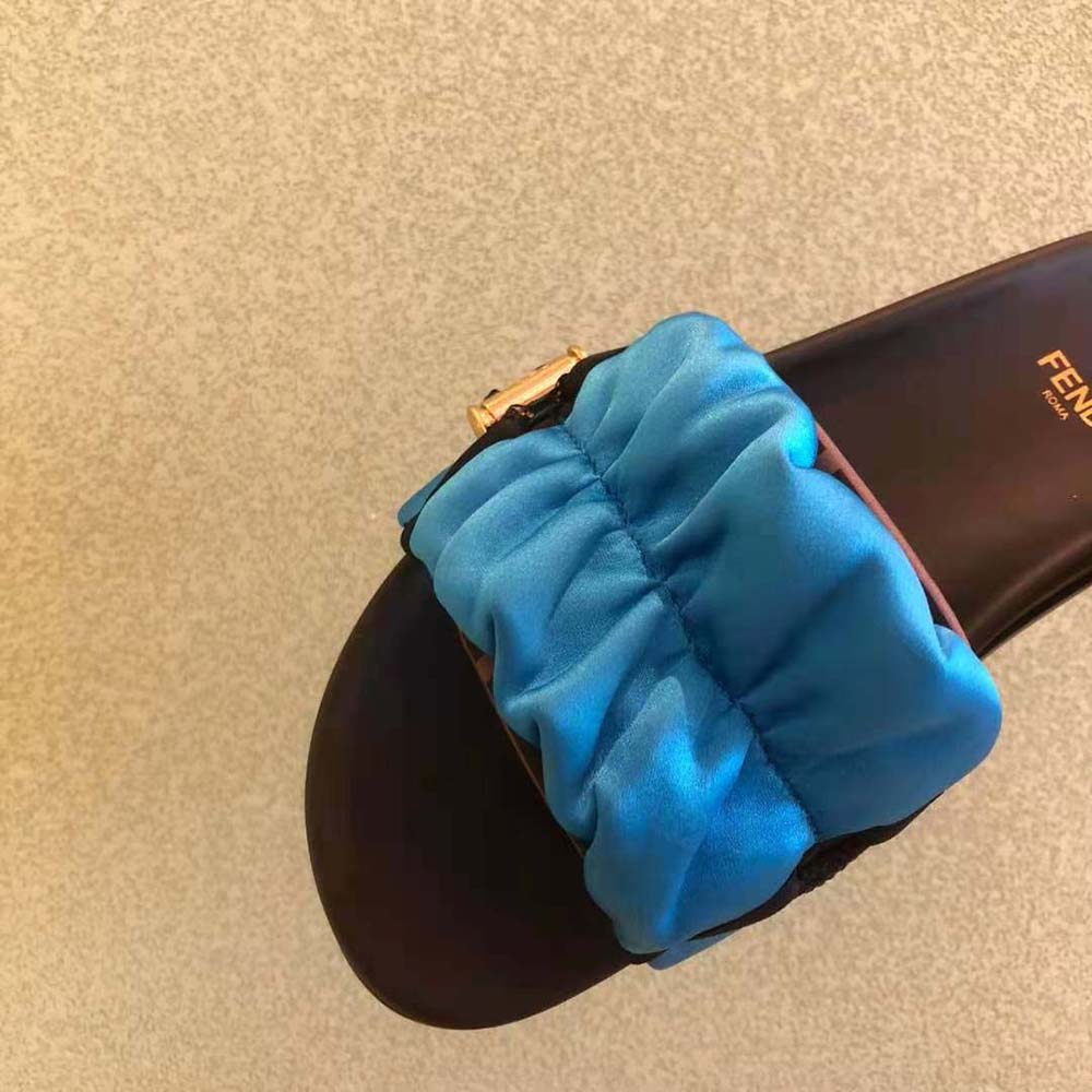 Fendi Women Vertigo Light Blue Satin Slides - image 8