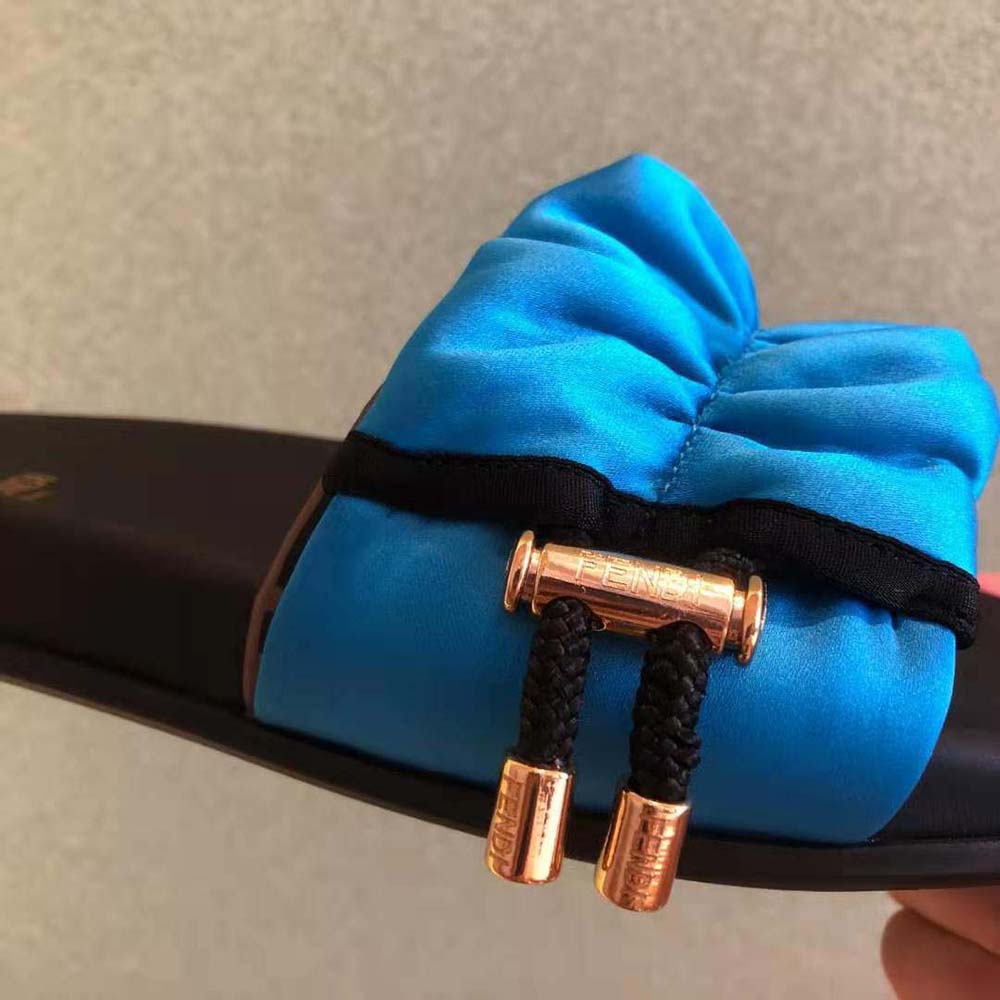 Fendi Women Vertigo Light Blue Satin Slides - image 10