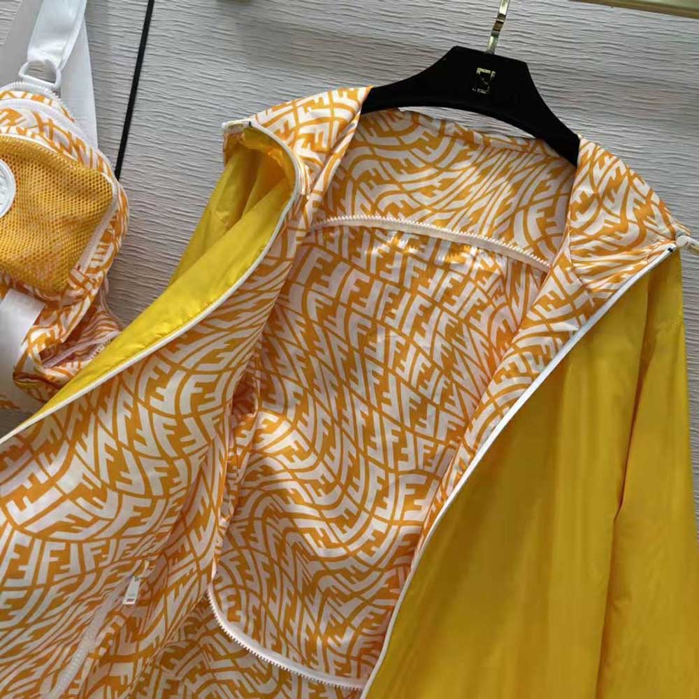Fendi Women Windbreaker Yellow Nylon Jacket - image 8