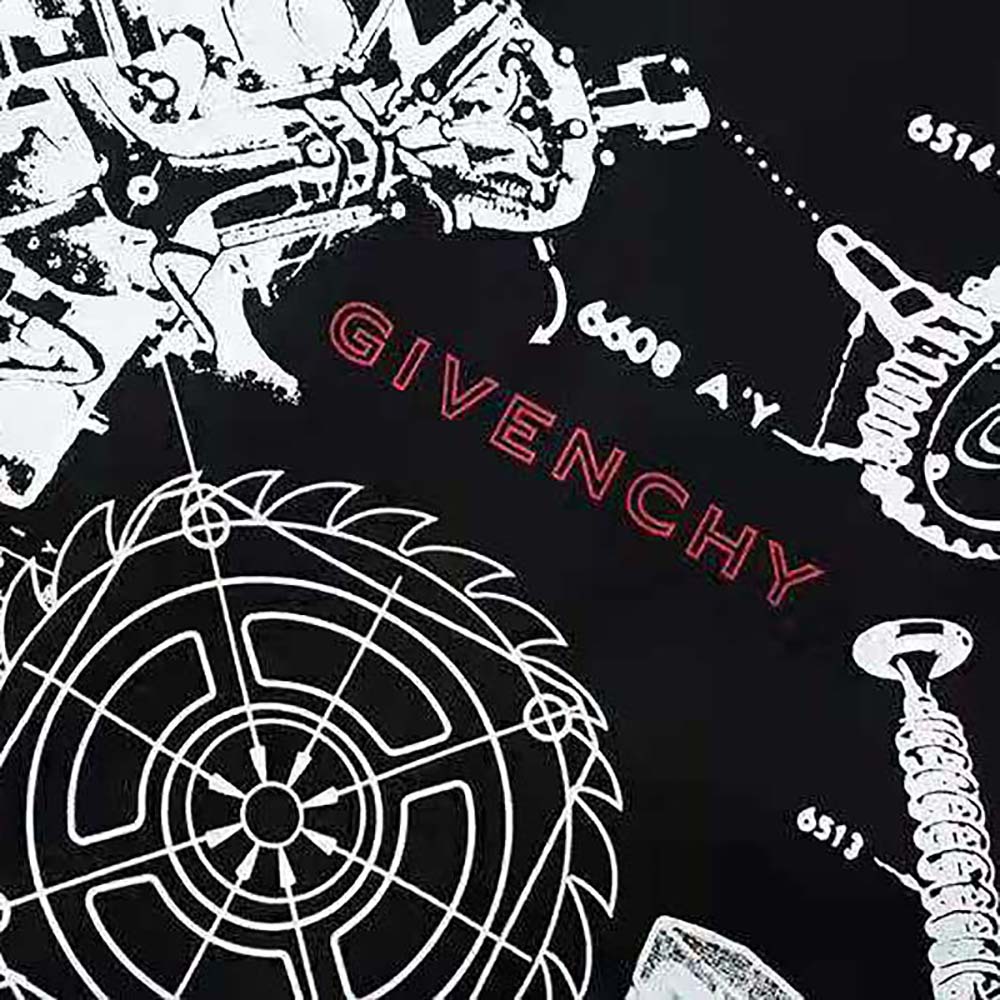 Givenchy Women Schematics T-shirt with Red GIVENCHY Signature on the Chest-Black - image 8
