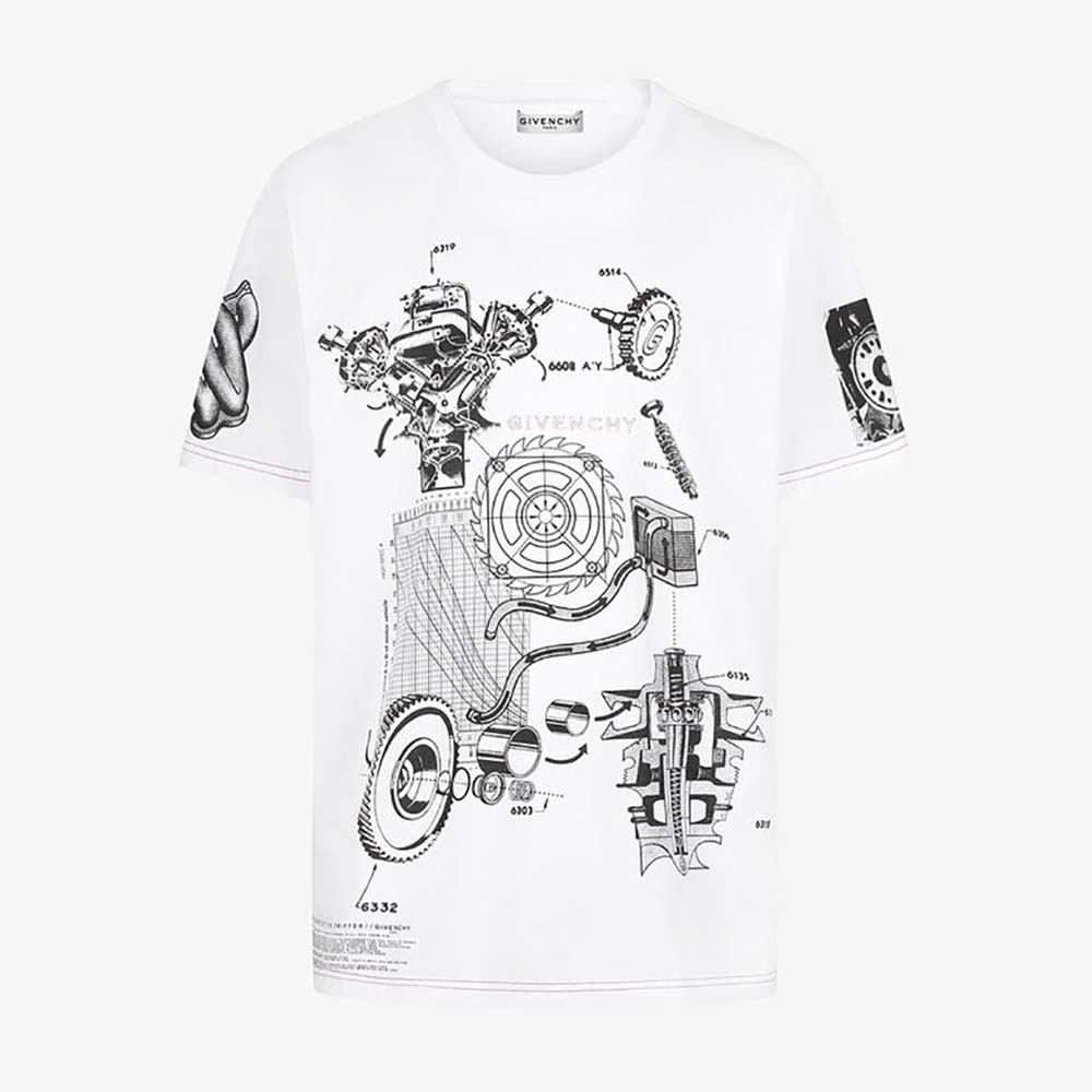 Front view of Givenchy Women Schematics T-shirt with red logo