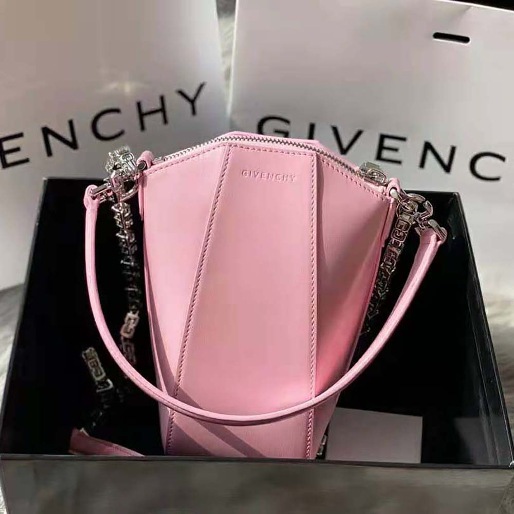 Close-up detail of silver hardware on Givenchy Women Mini Antigona Vertical Bag