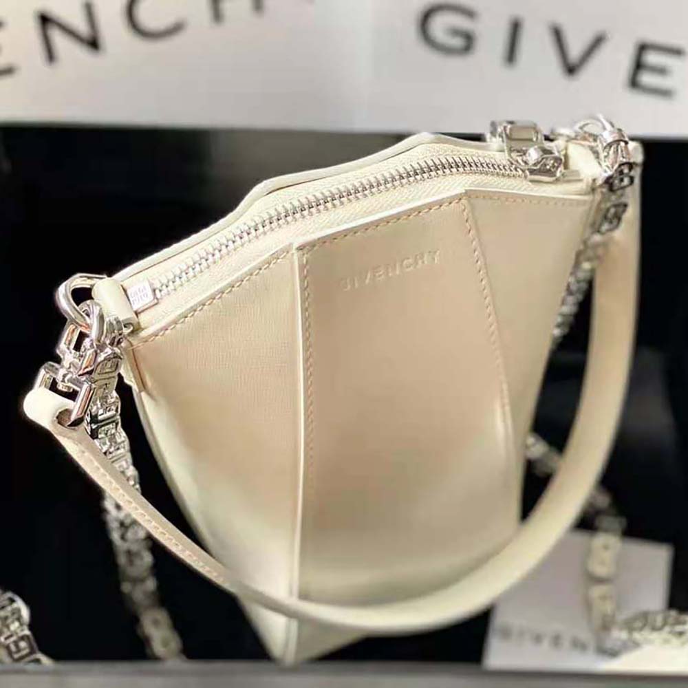 Givenchy Women Mini Antigona Vertical Bag in Box Leather-White - image 6