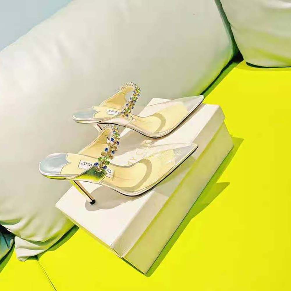 Jimmy Choo Women Bing 100 Clear Plexi Mules with Multicoloured Crystal Strap - image 8