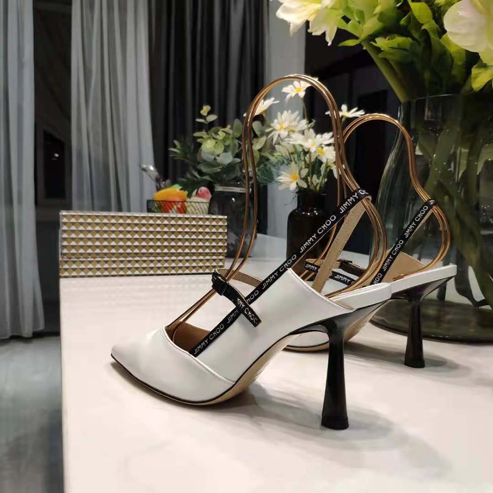 Jimmy Choo Women Ray 65 Latte Nappa Leather Pointed Pumps with Logo-Woven Ribbon - image 6