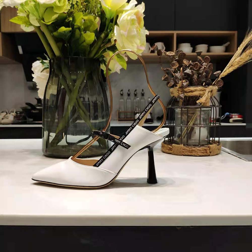 Jimmy Choo Women Ray 65 Latte Nappa Leather Pointed Pumps with Logo-Woven Ribbon - image 8